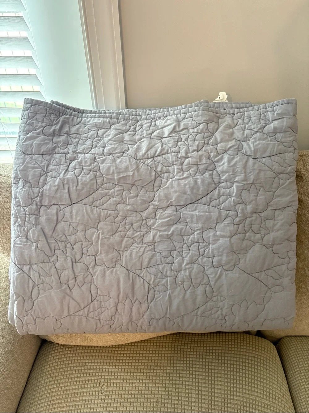 Light Gray Quilted Floral Cotton Bed Blanket - Better Homes and Gardens